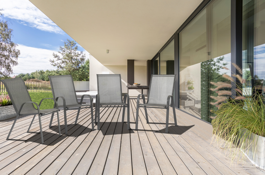 Stacking Patio Dining Armchair Set - Gray