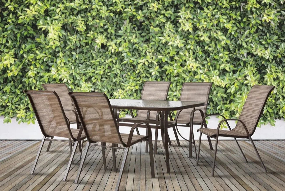 7-Pieces Patio Dining Set - Wavy Brown