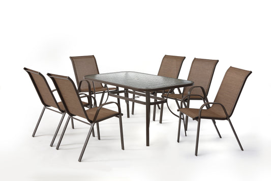 7-Pieces Patio Dining Set - Brown