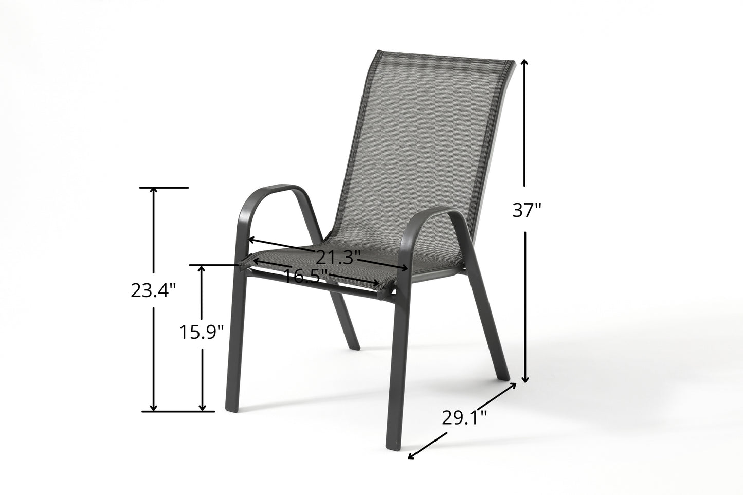 Stacking Patio Dining Armchair Set - Gray