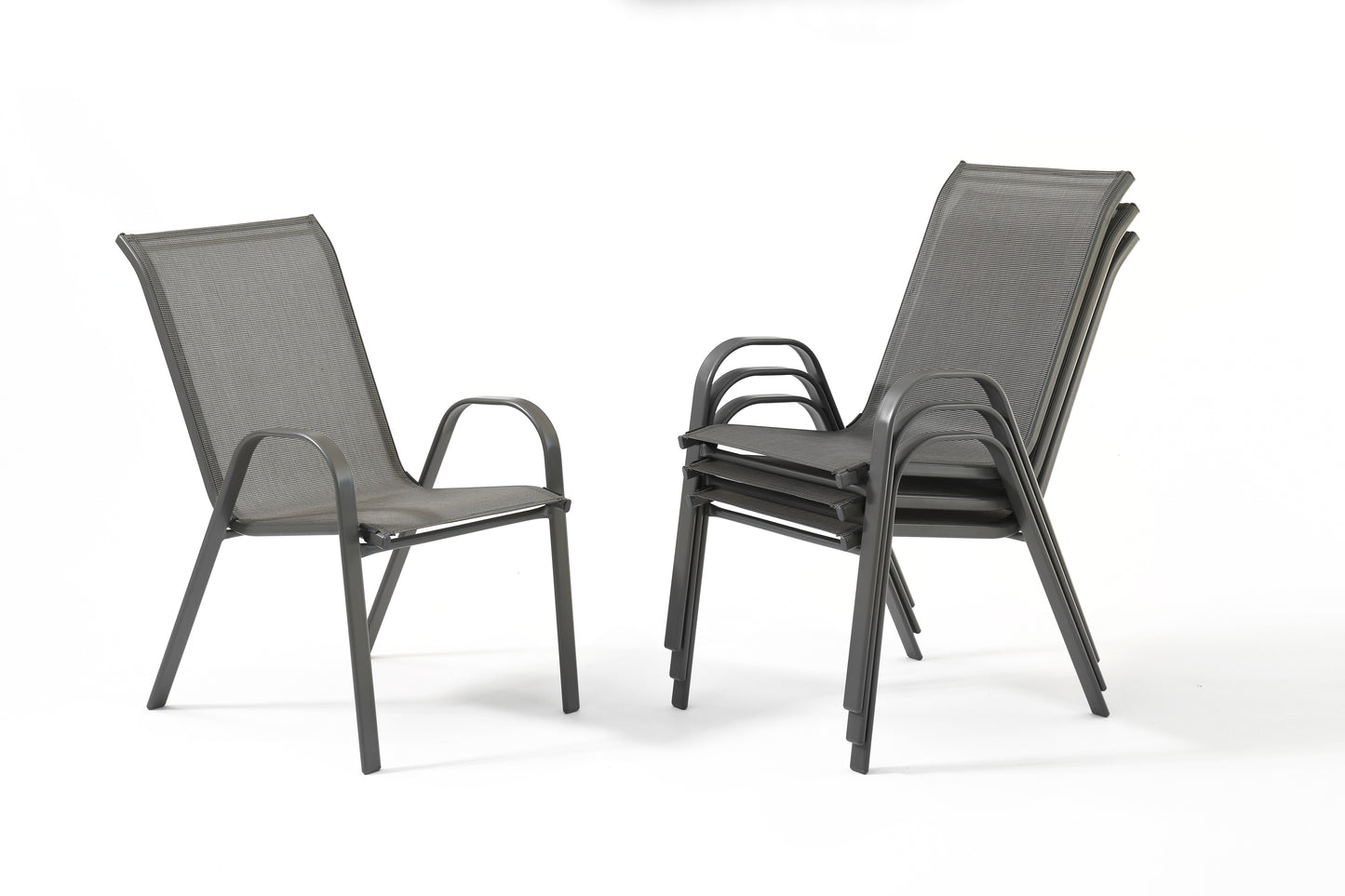Stacking Patio Dining Armchair Set - Gray