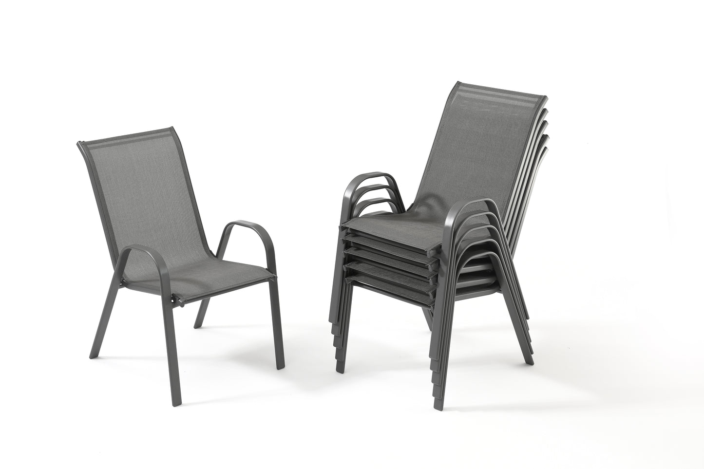 Stacking Patio Dining Armchair Set - Gray