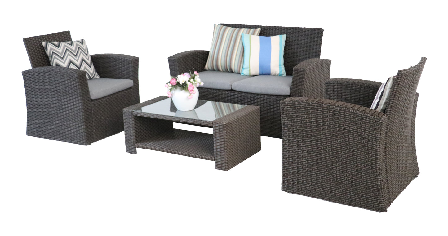 4 Piece Rattan Patio Seating Group with Cushions