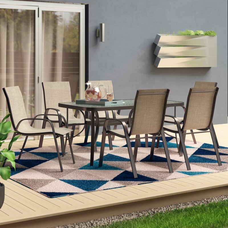 7-Pieces Patio Dining Set - Brown