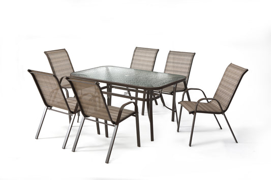7-Pieces Patio Dining Set - Wavy Brown