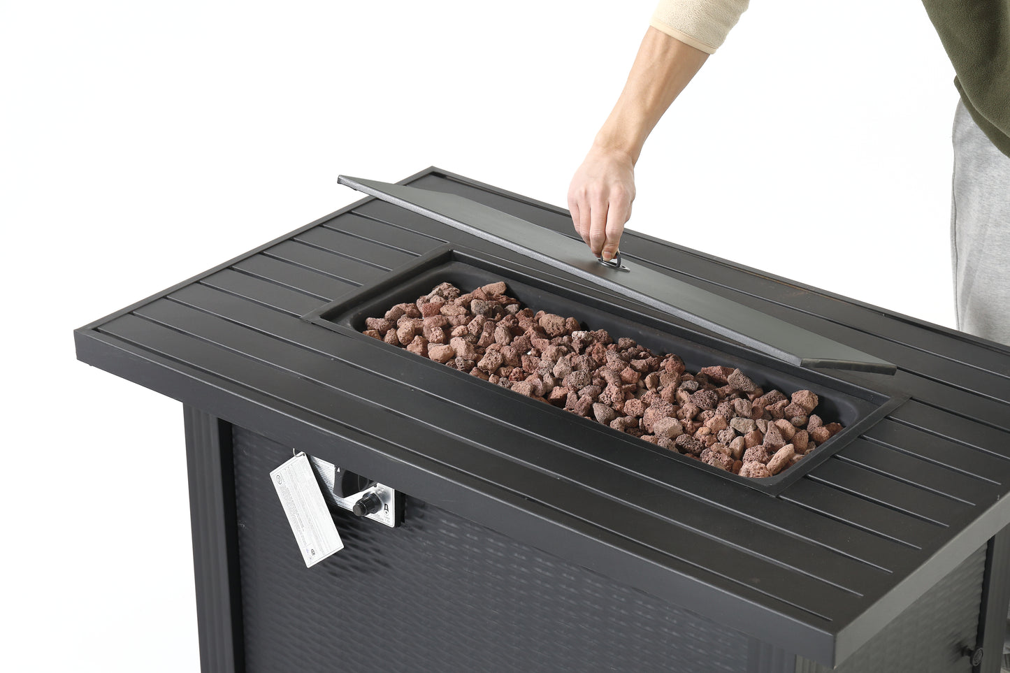 7-Pieces Patio Dining Fire Pit Set - Gray