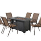 7-Pieces Patio Dining Fire Pit Set - Brown