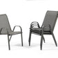 Stacking Patio Dining Armchair Set - Gray
