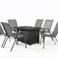 7-Pieces Patio Dining Fire Pit Set - Gray