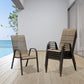 Stacking Patio Dining Armchair Set - Wavy Brown